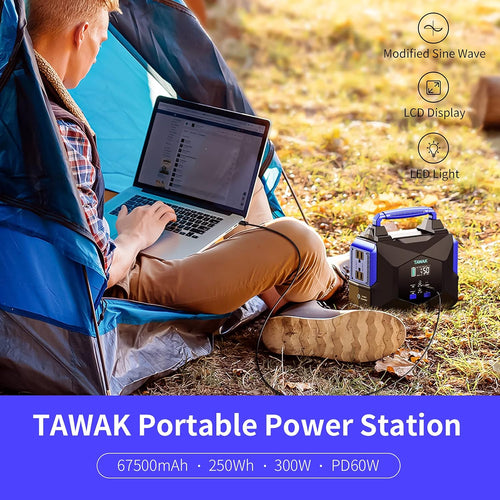 250Wh 300W Portable Power Station with LCD Screen H852737