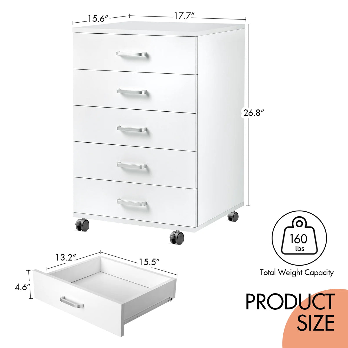White 5 Drawer Storage Dresser G47872