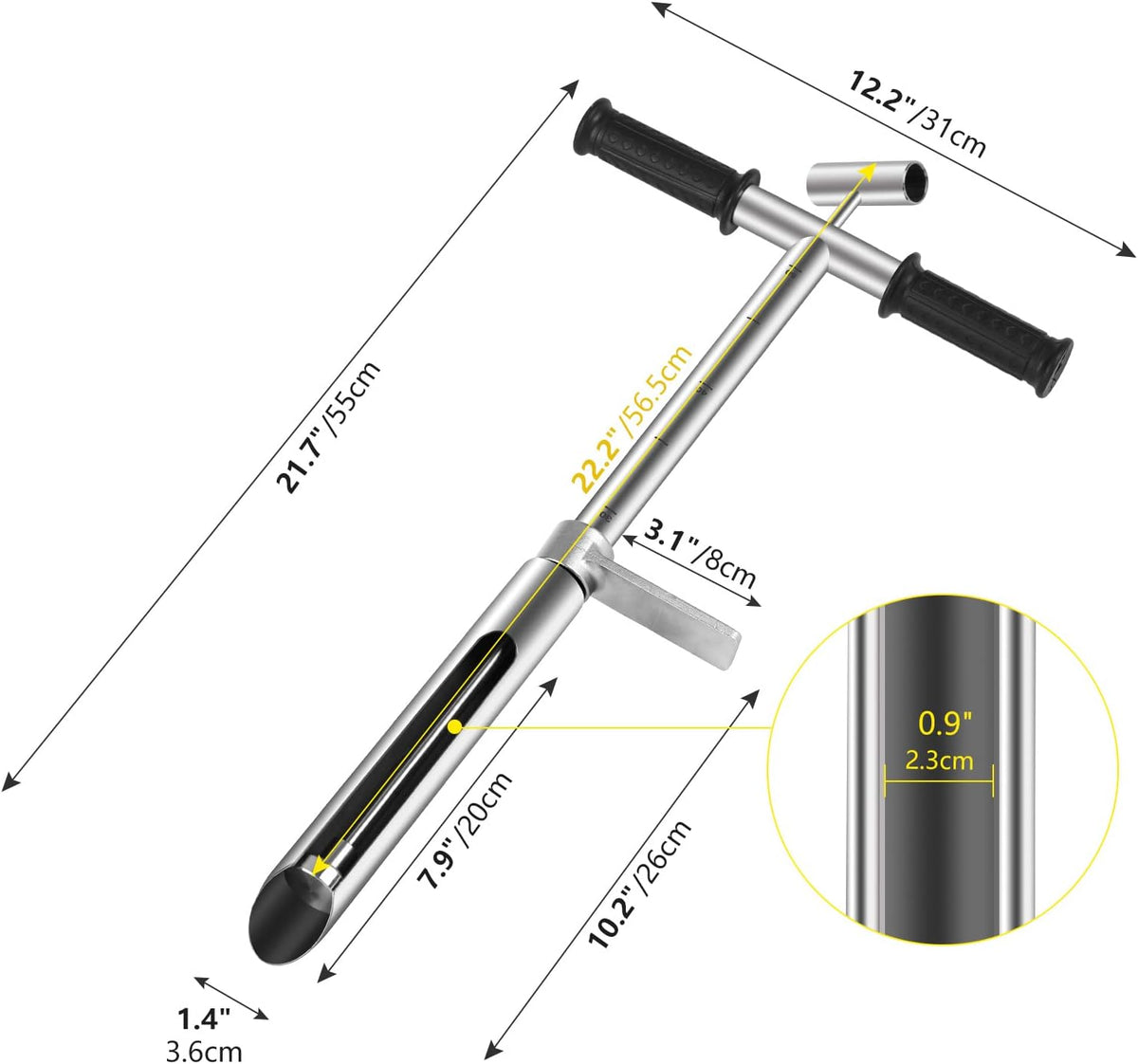 20" Stainless Steel Soil Sampler Probe with Ejector and Foot Pedal, Pack of 2 K634