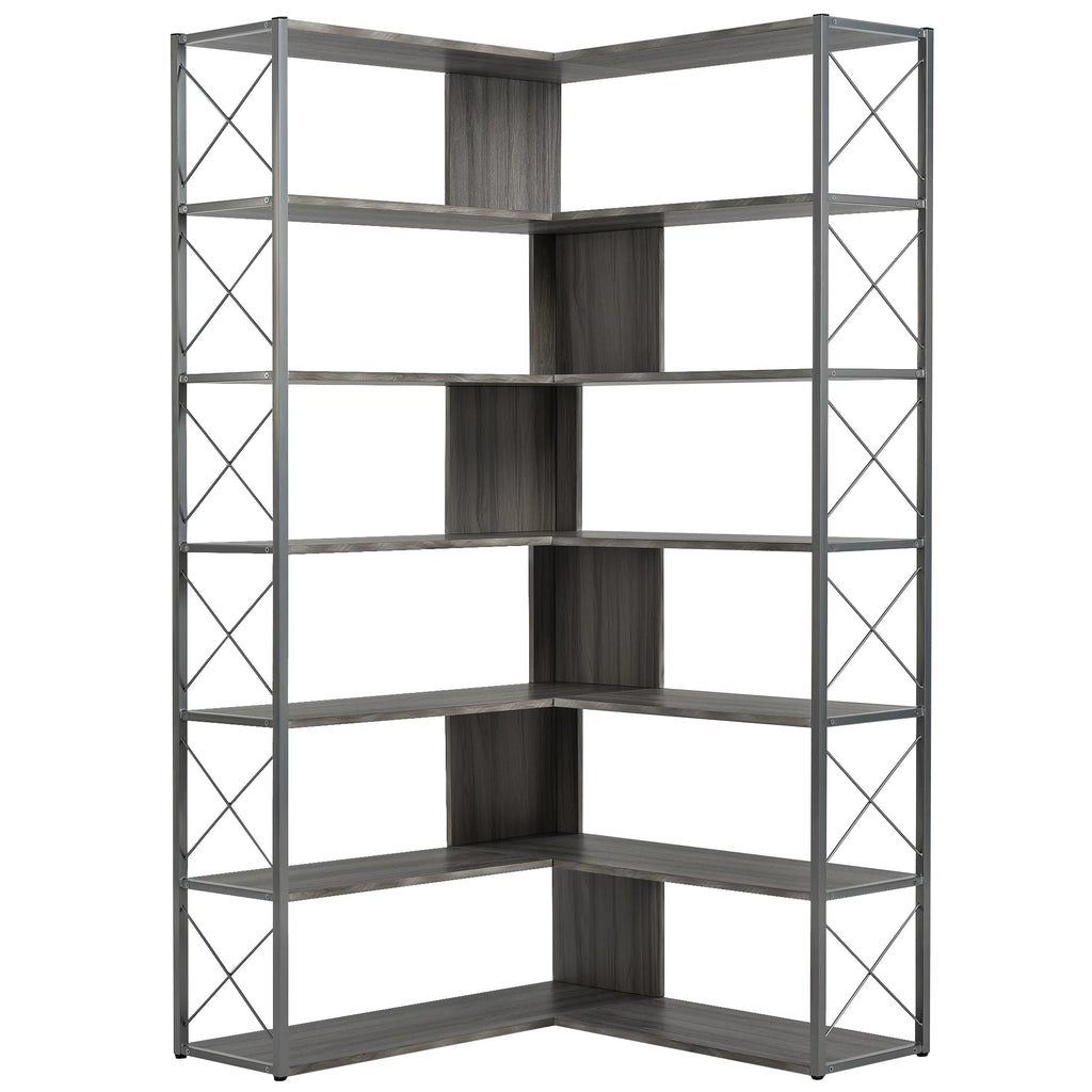 L-Shaped Corner Bookshelf with Metal Frame L967013