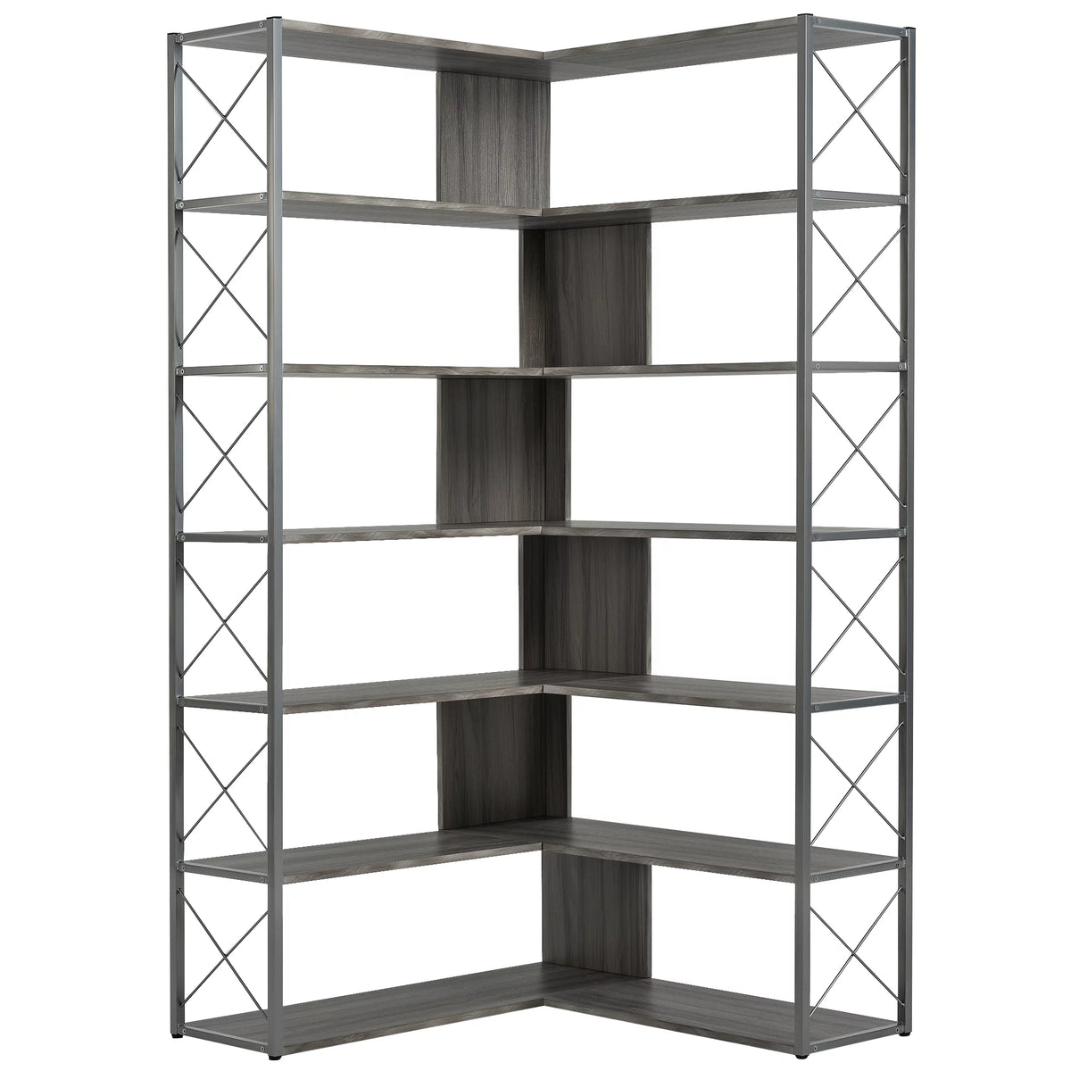 L-Shaped Corner Bookshelf with Metal Frame L967013