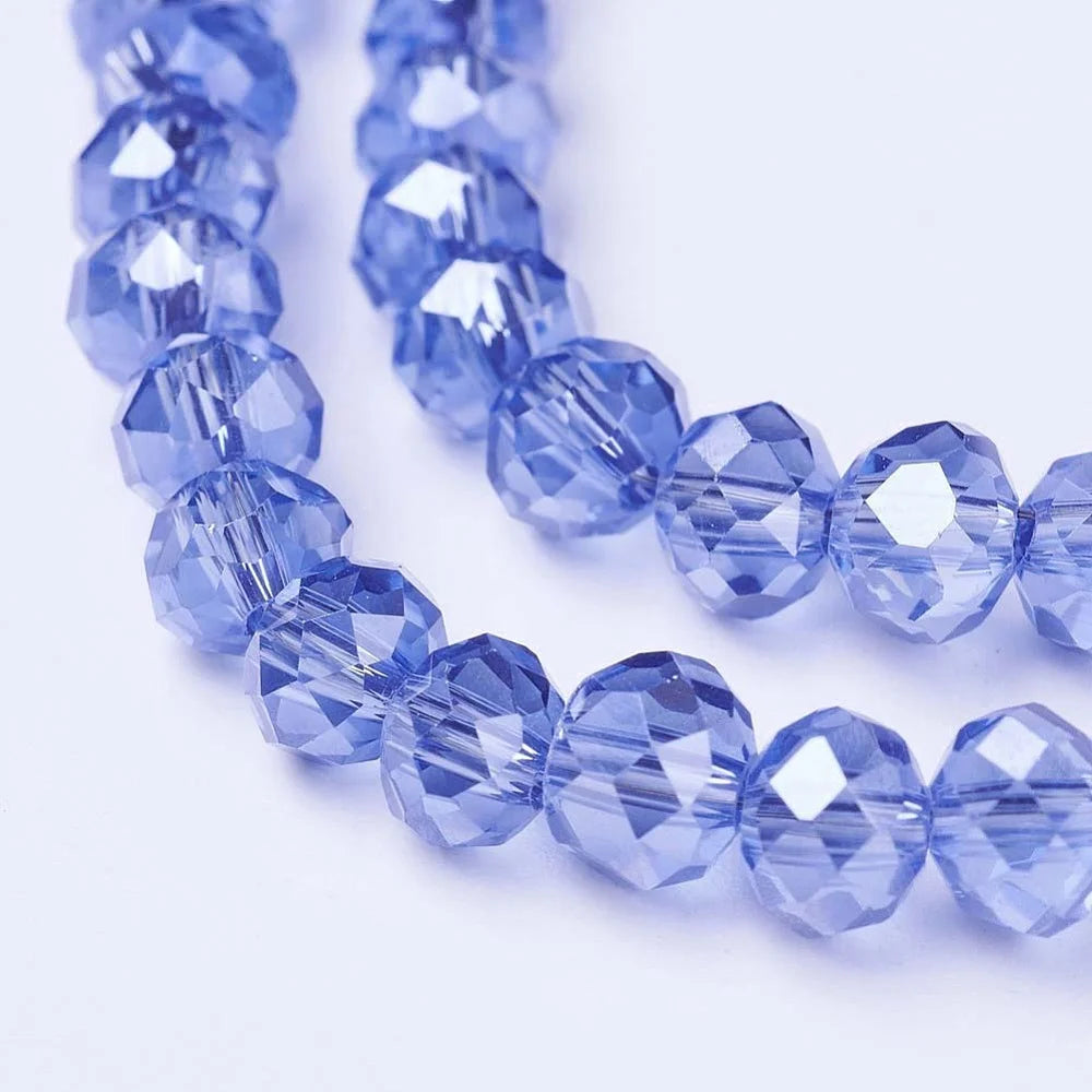 10x8mm Electroplate Glass Beads Strands Royal Blue S645