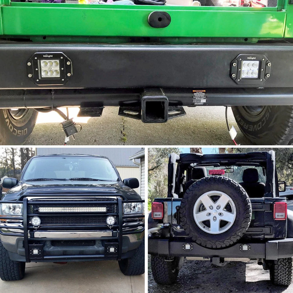 4PCS 18W LED Work Light Bar Flush Mount Flood Lights Backup Reverse Rear Front Bumper Lights B274169