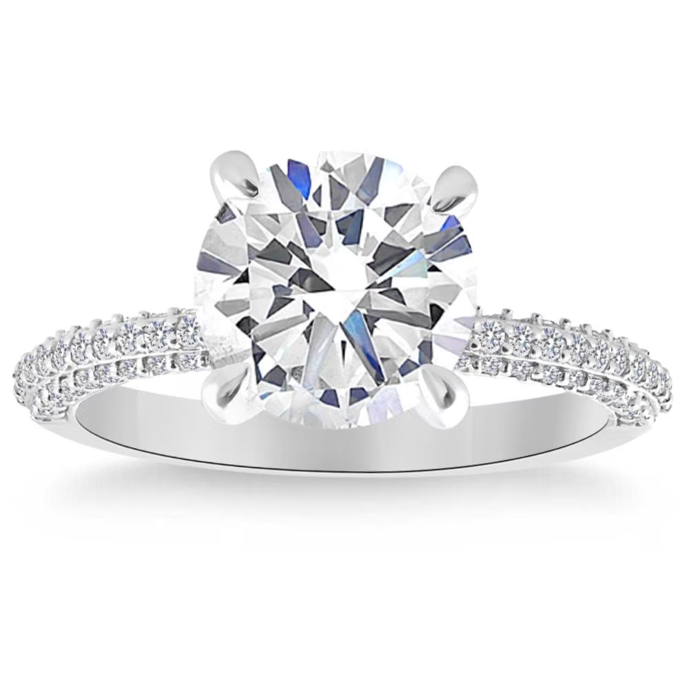 3 3/8Ct Round Diamond Engagement Ring in White or Yellow Gold S4848