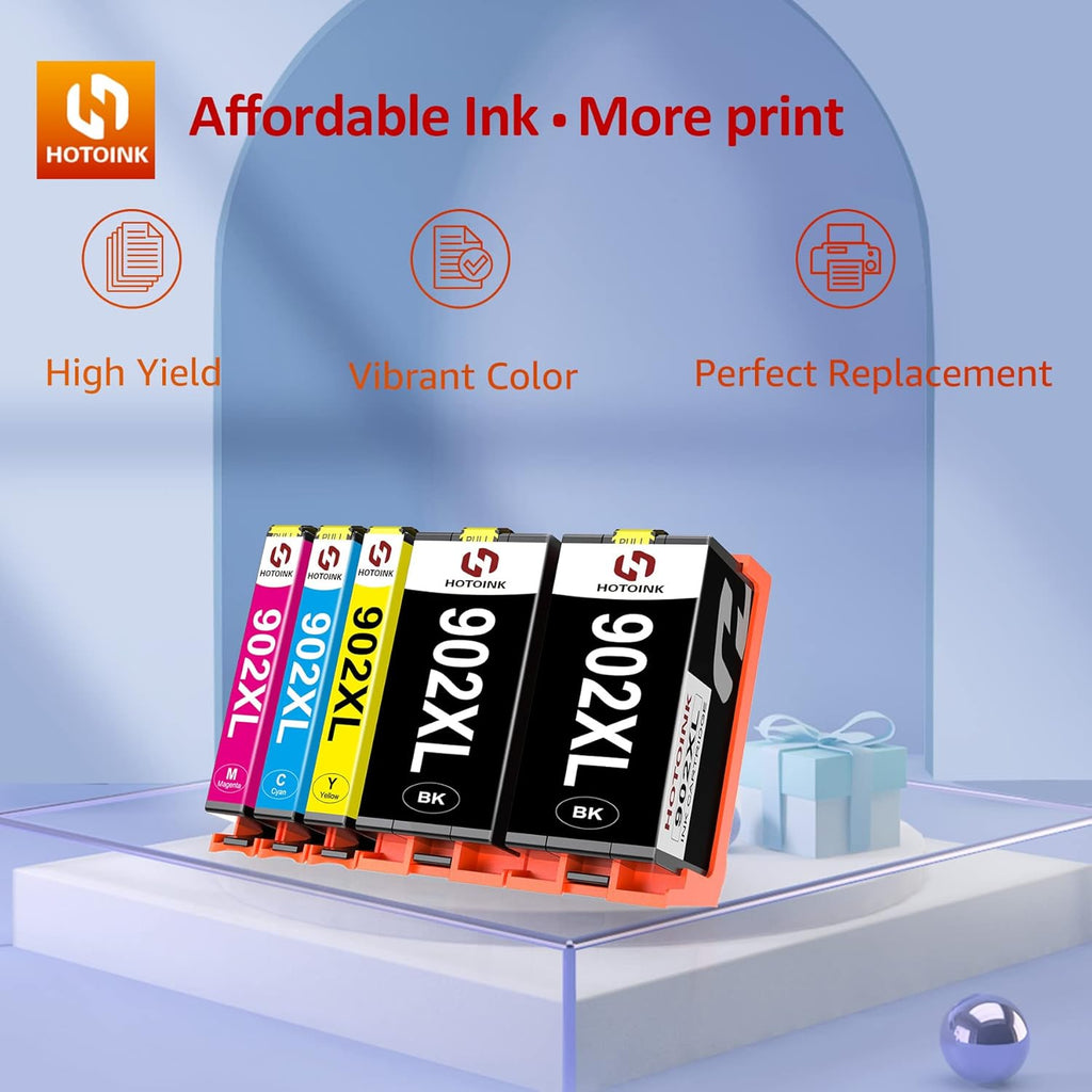 Remanufactured Ink Cartridge Combo Pack for HP 902XL (1 Cyan 1 Magenta 1 Yellow 2 Black) D135842