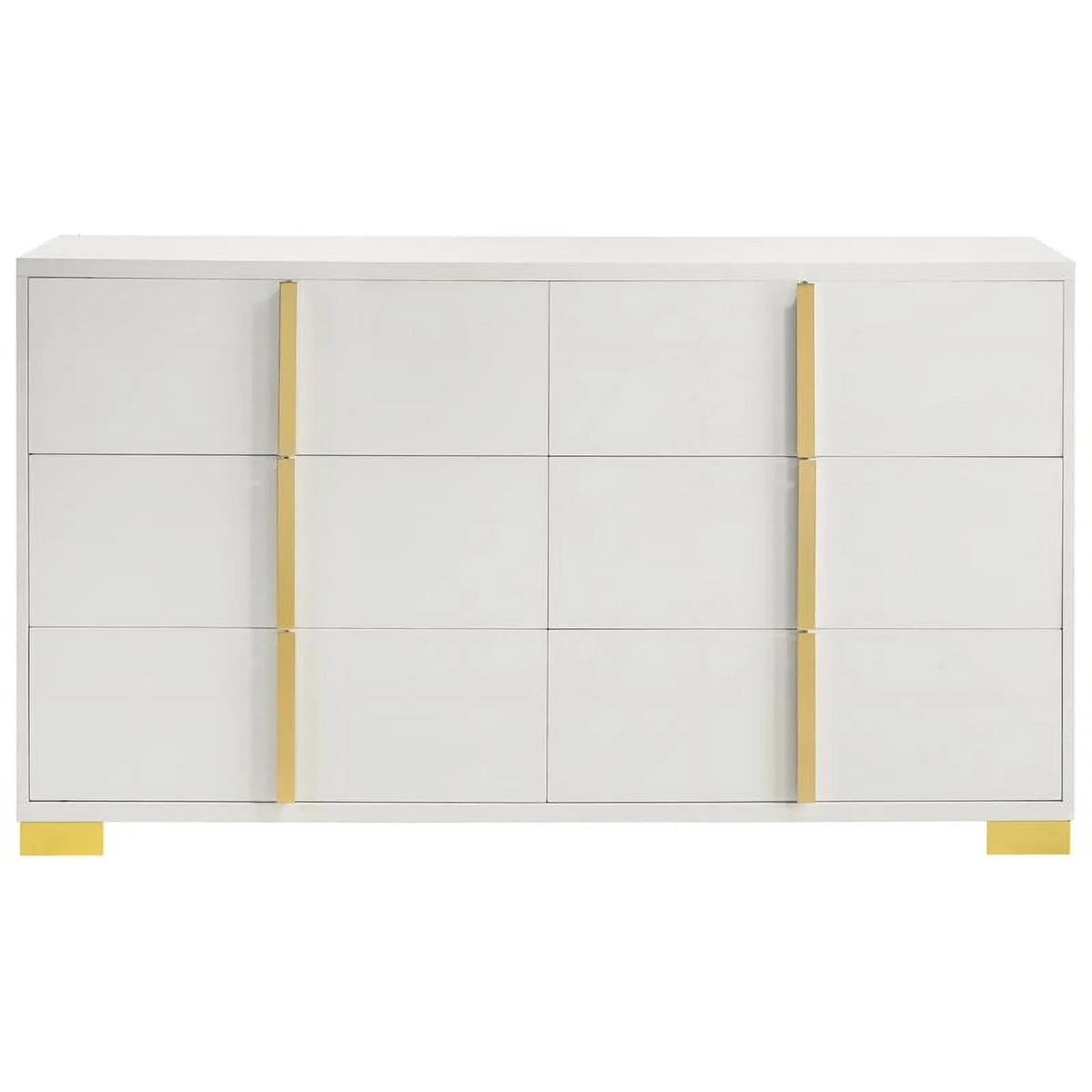 4-piece Contemporary Wood Full Bedroom Set White and Gold W127248