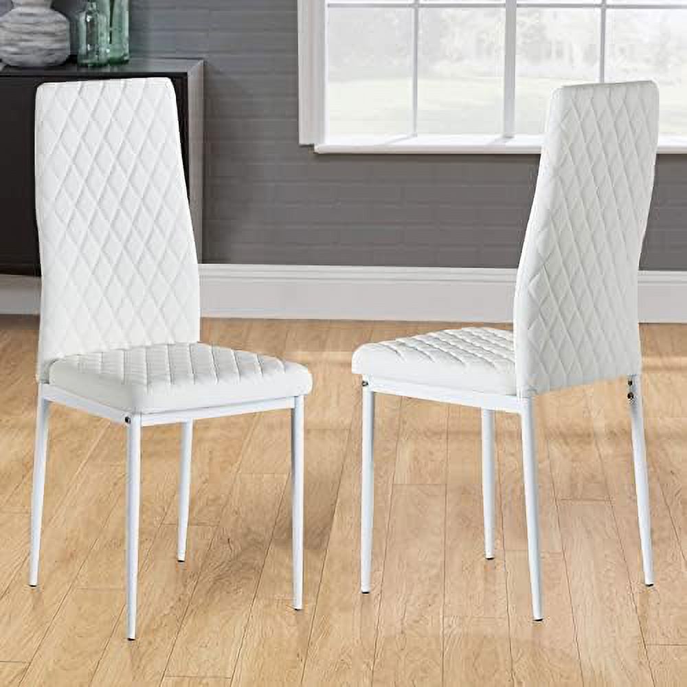 White PU Leather Upholstered Dining Chairs Set of 6 T285988
