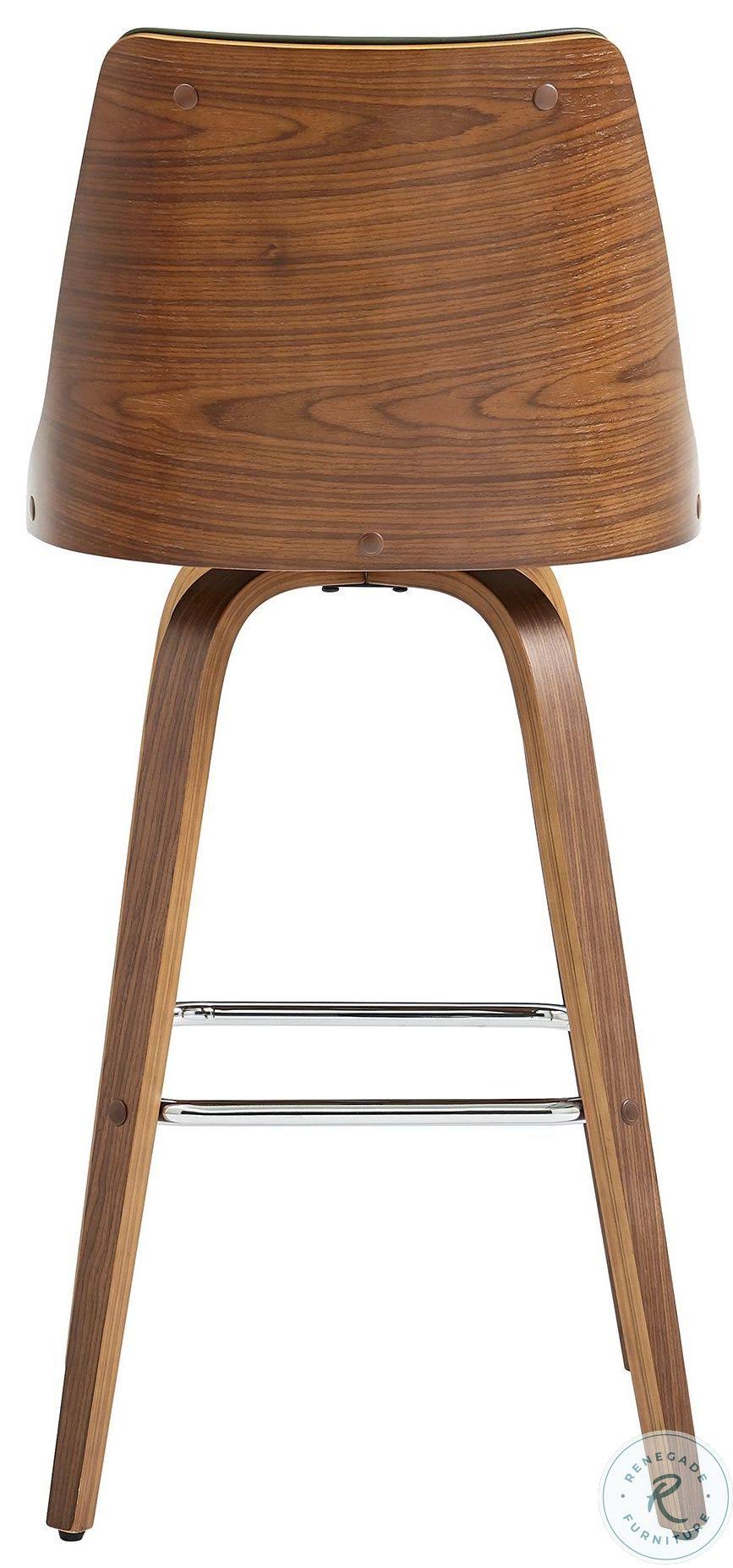 Gray Faux Leather and Walnut Wood Swivel Counter Stool N46485