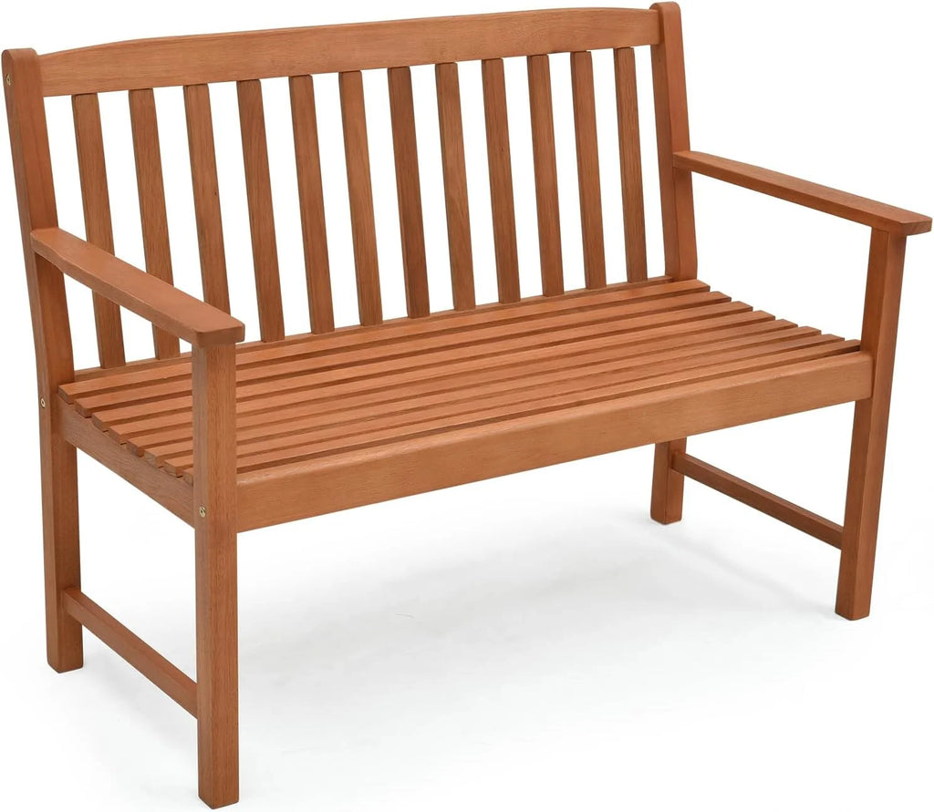 Eucalyptus Wood 2-Person Garden Bench with Backrest R4887