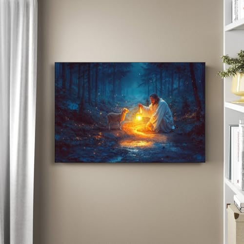 Jesus and Lamb Canvas Wall Art E310