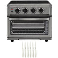 Black Stainless Steel AirFryer Toaster Oven with Grill and 6-Piece Steak Knife Set Y6719