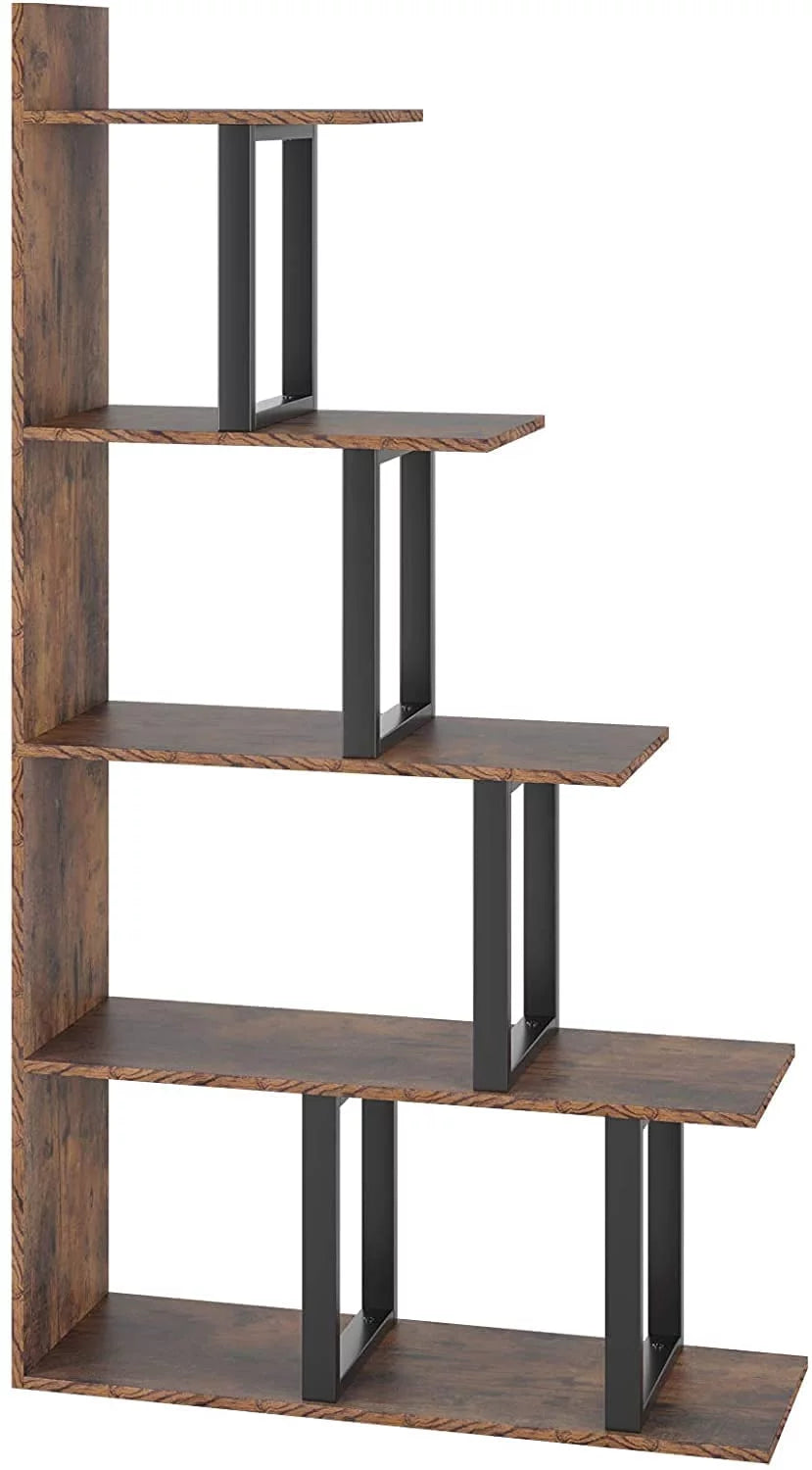 5 Tier Wooden Bookshelf with Metal Frame W53315