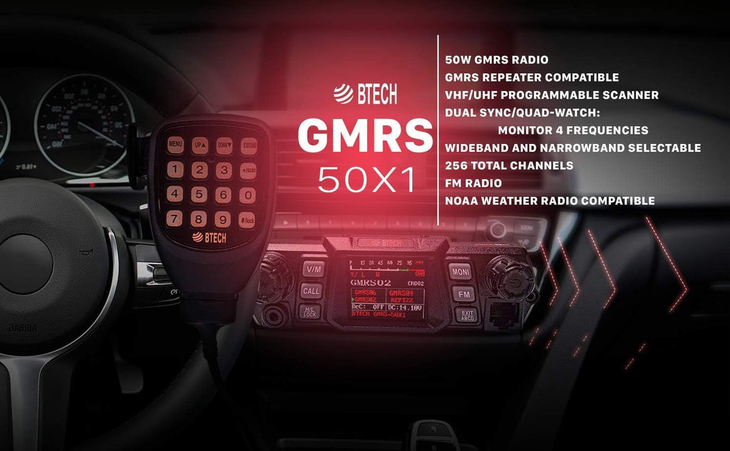 50 Watt GMRS Two-Way Radio with Dual Band Scanning Receiver T802236