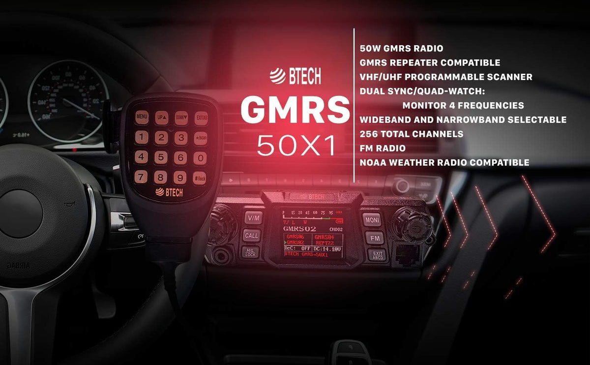 50 Watt GMRS Two-Way Radio with Dual Band Scanning Receiver T802236