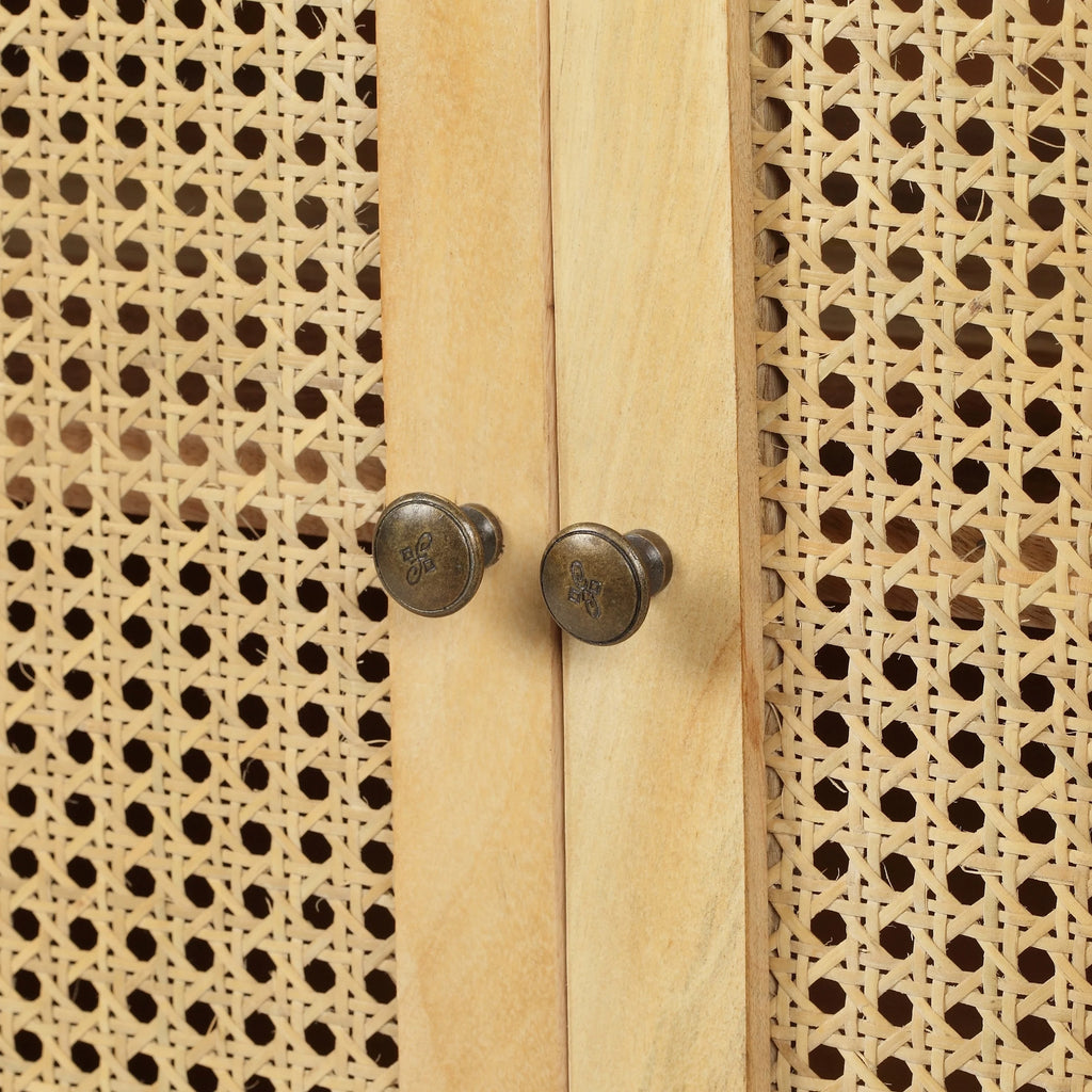 2 Door Mango Wood Cabinet with Wicker Caning S211847