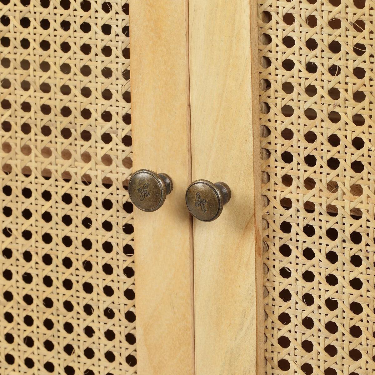 2 Door Mango Wood Cabinet with Wicker Caning S211847