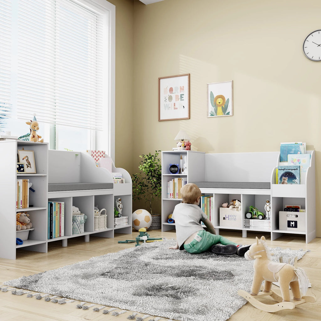 White Kids Bookshelf with Reading Nook F758