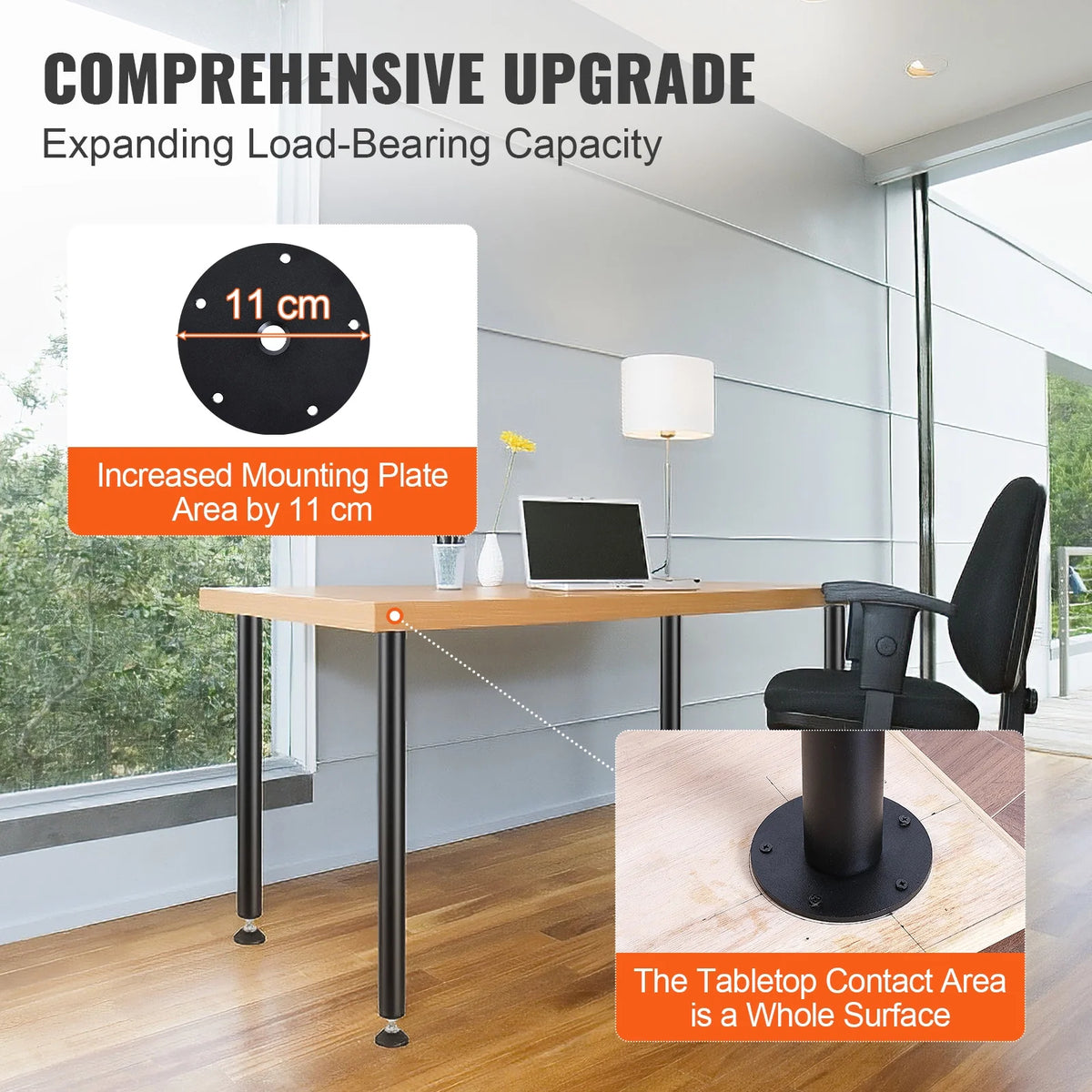 28" Solid Steel Adjustable Desk Legs Set of 4 Black Q5125