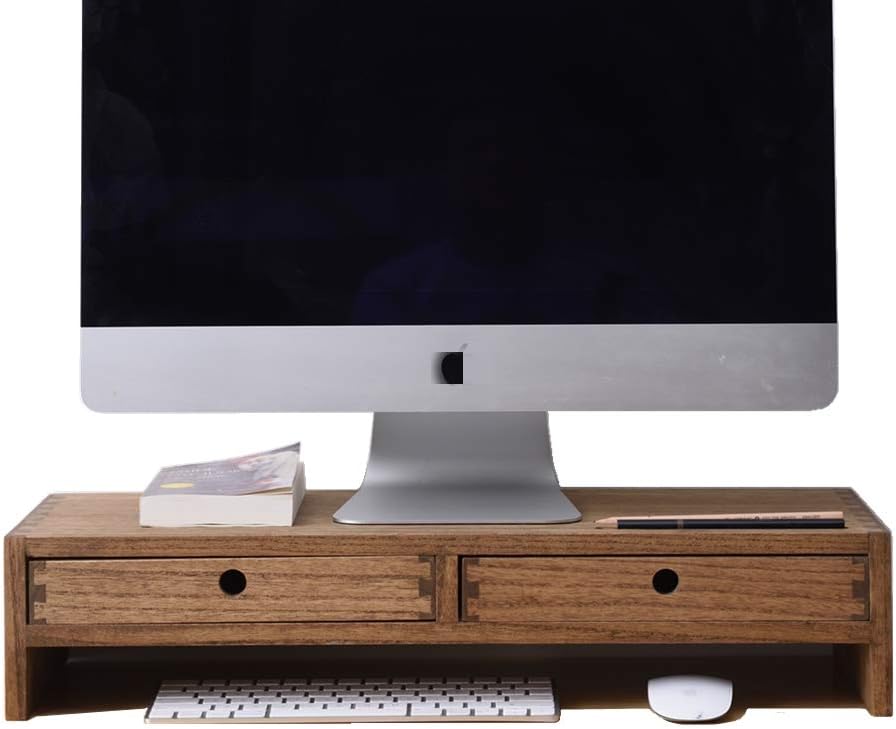 Wood Monitor Stand with 2 Drawers X631