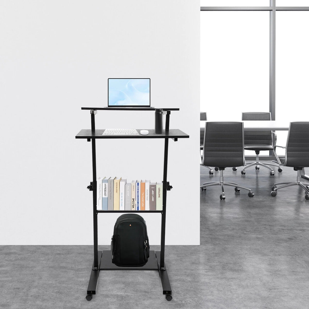 Black Adjustable Mobile Standing Desk C6315
