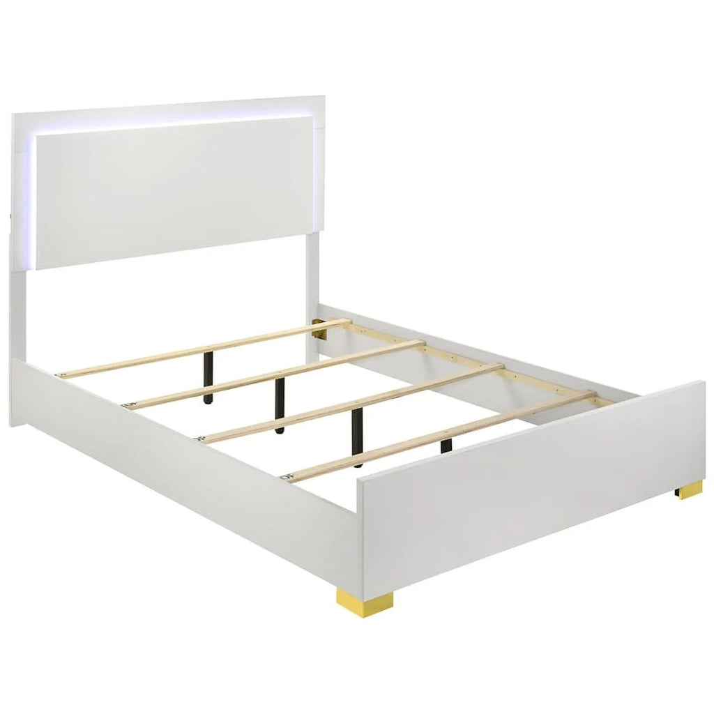 4-piece Contemporary Wood Full Bedroom Set White and Gold W127248