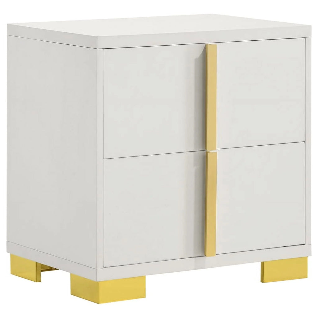 4-piece Contemporary Wood Full Bedroom Set White and Gold W127248