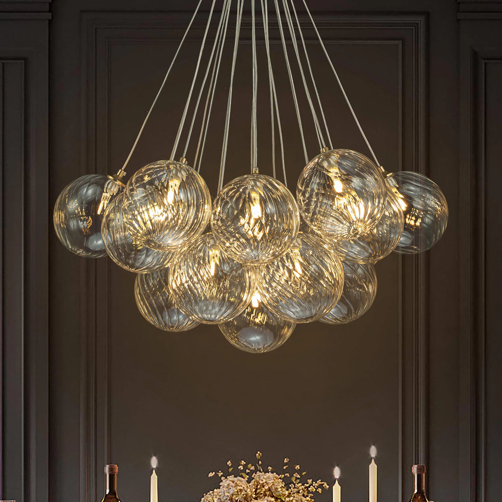 Ribbed Glass Bubble Chandelier Y6871
