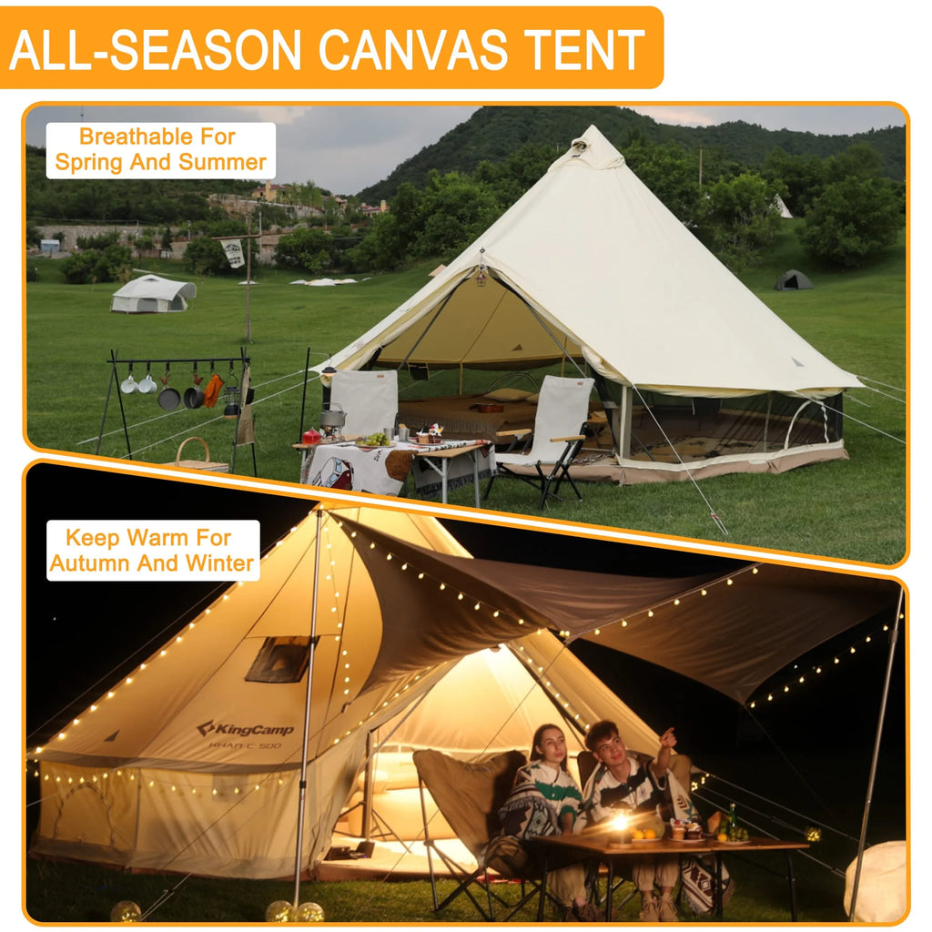 Canvas Bell Tent with Stove Jack Hole, 8-People 4 Seasons I37036