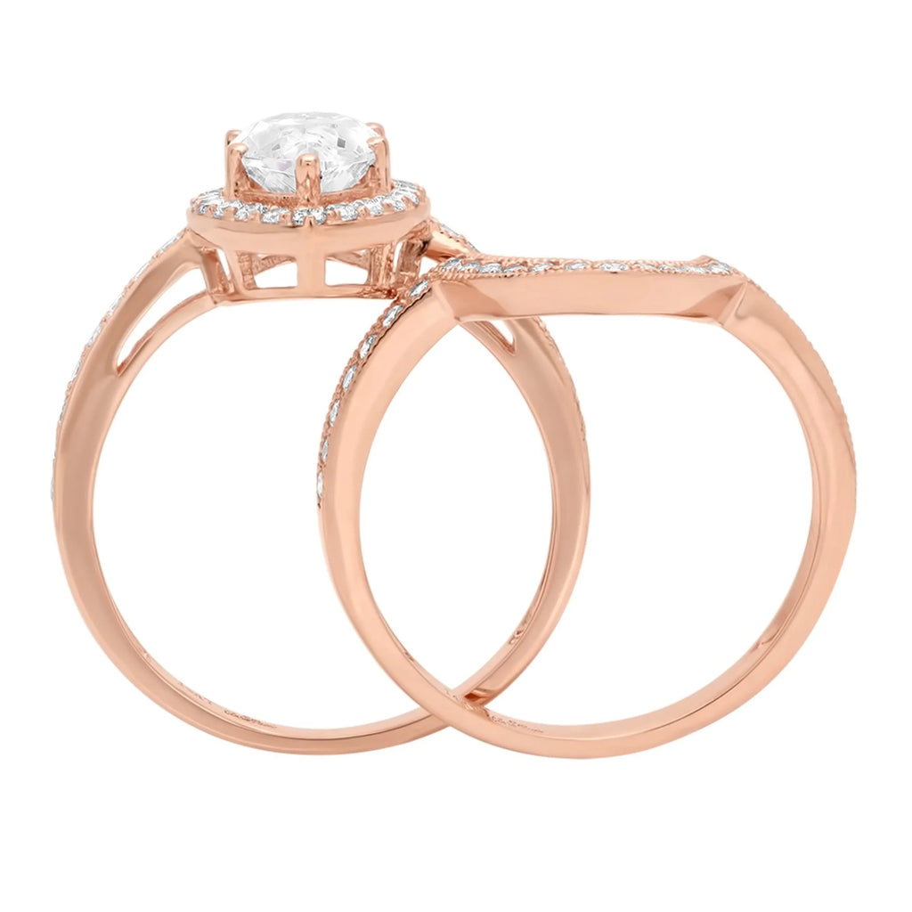 18K Rose Gold Halo Engagement Ring with Cultured Diamond M62199