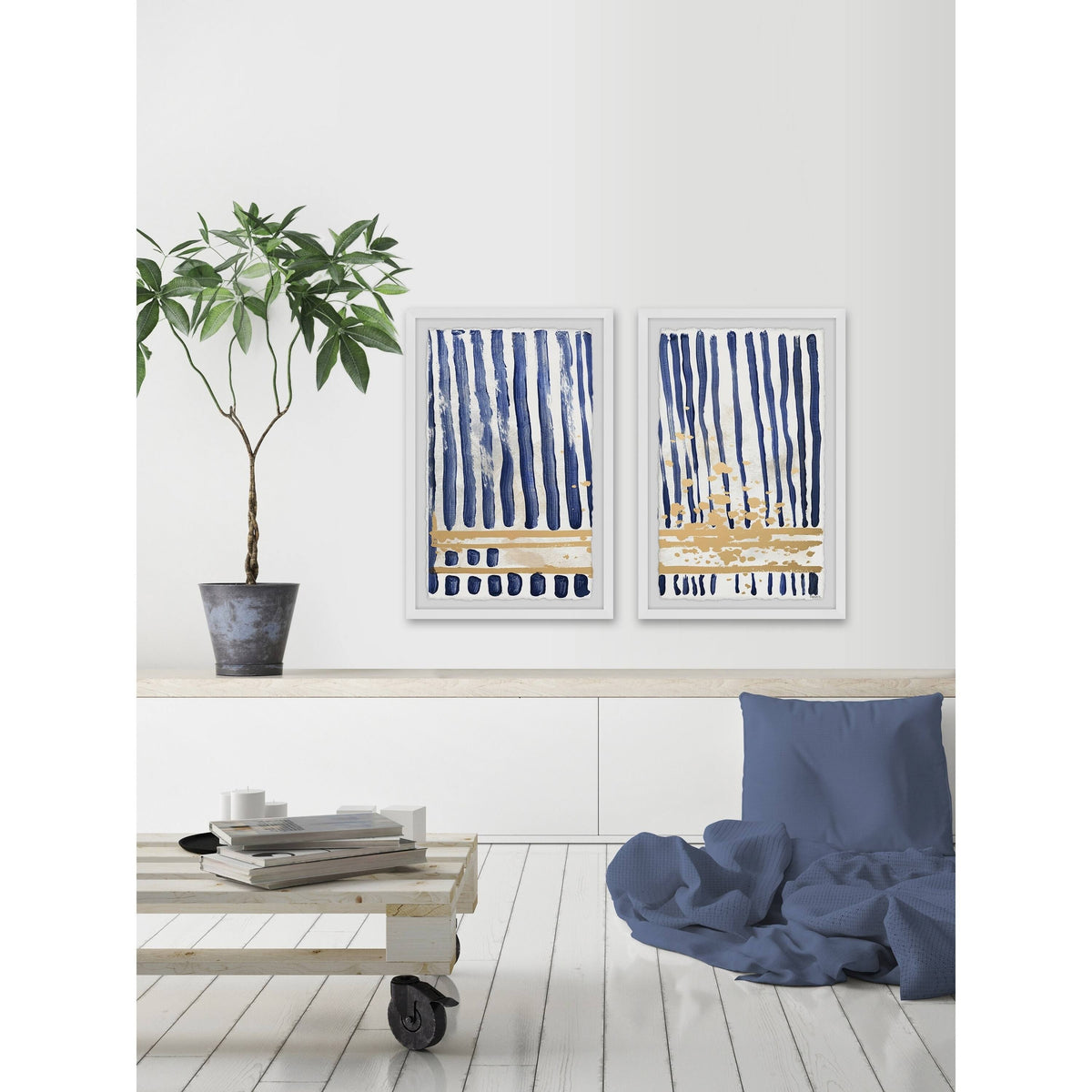 Blue Verticals Diptych, 18 inch x 24 inch N52559