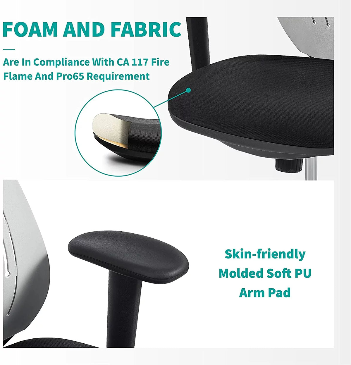 Gray Ergonomic Office Chair with 2D Armrest X539663