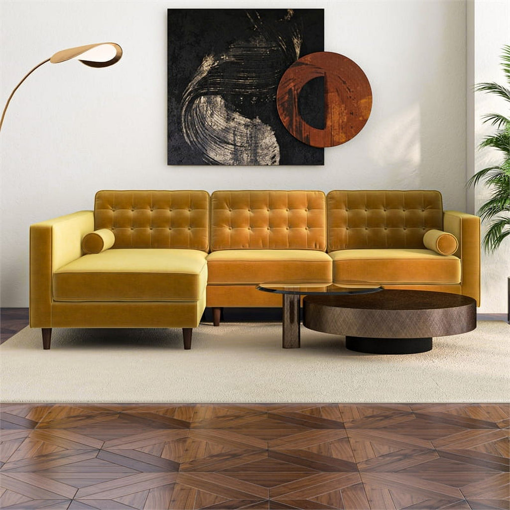 Gold Velvet Left-Facing Sectional Q4280