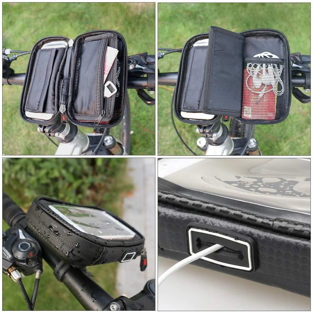 Bike Phone Mount Handlebar Bag Anti-shake Waterproof with 360° Rotation M8954