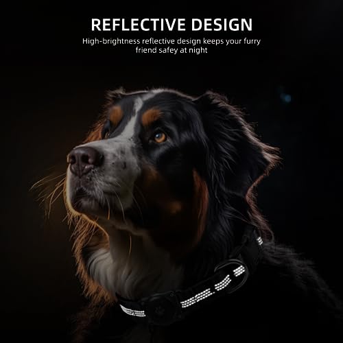 IP68 Waterproof Reflective Padded Dog Collar (M, Hotpink) R2280