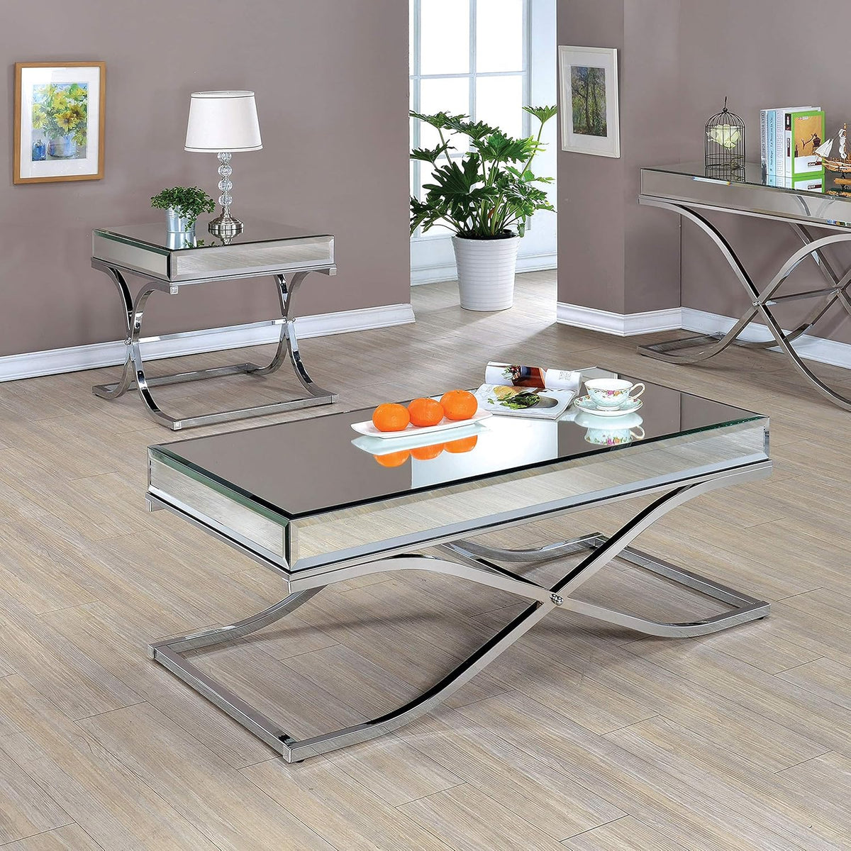 Chrome Black 2-Piece Accent Table Set R63187