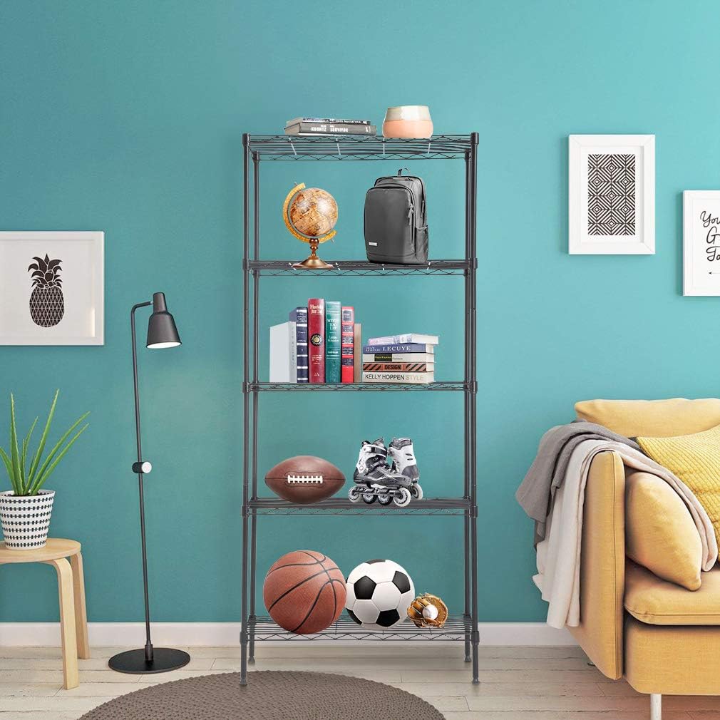 Wire Shelving Unit Metal Shelf Organizer Heavy Duty Rack 14 Dx24 Wx60 H H30411