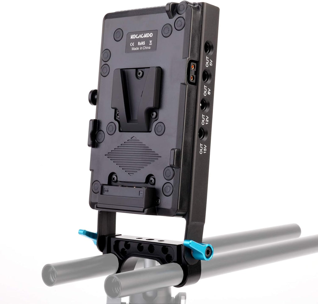 V-Mount Lock Battery Plate Power Supply Splitter Adapter with 15mm Rod Clamp E705426