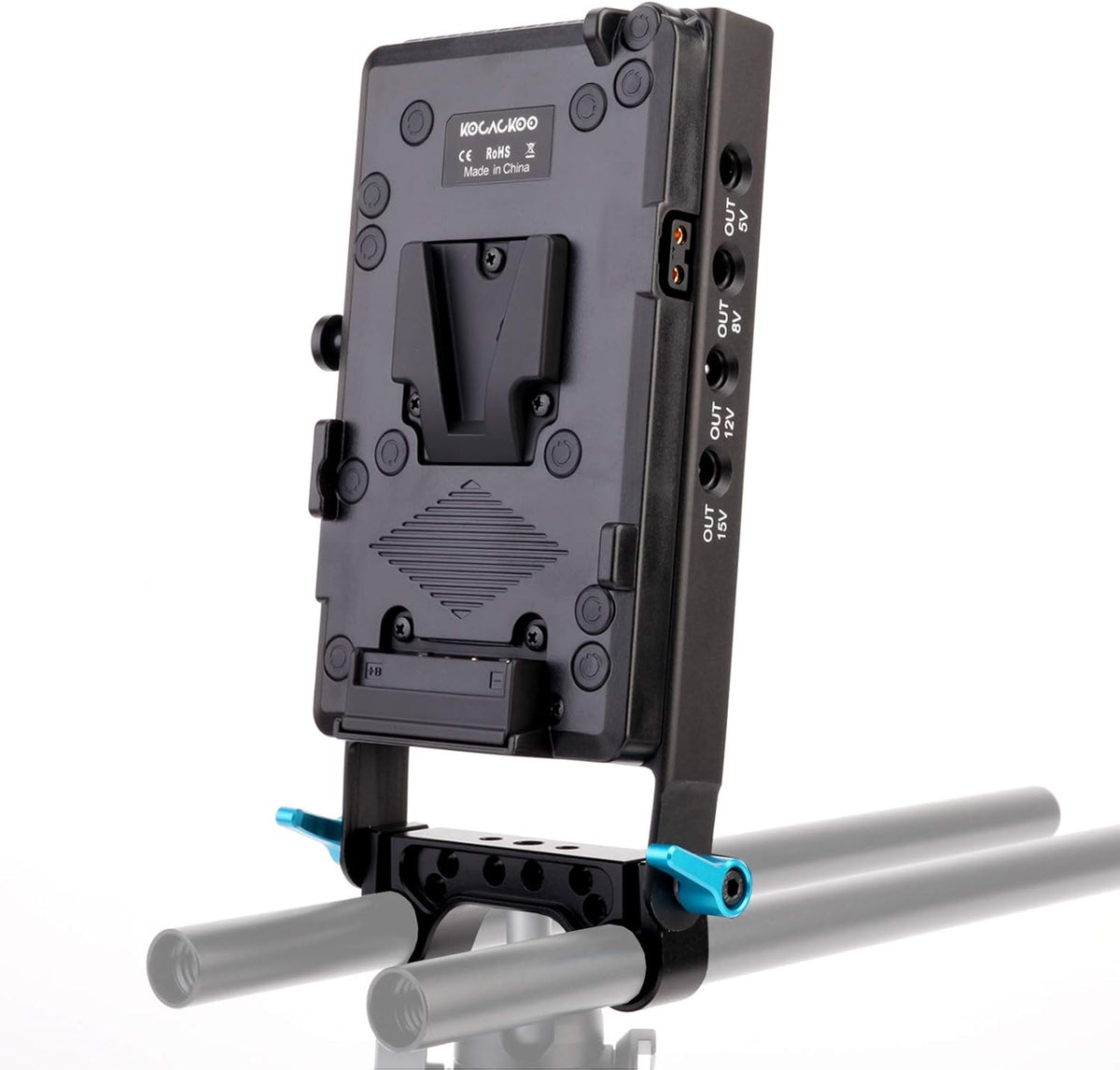 V-Mount Lock Battery Plate Power Supply Splitter Adapter with 15mm Rod Clamp E705426