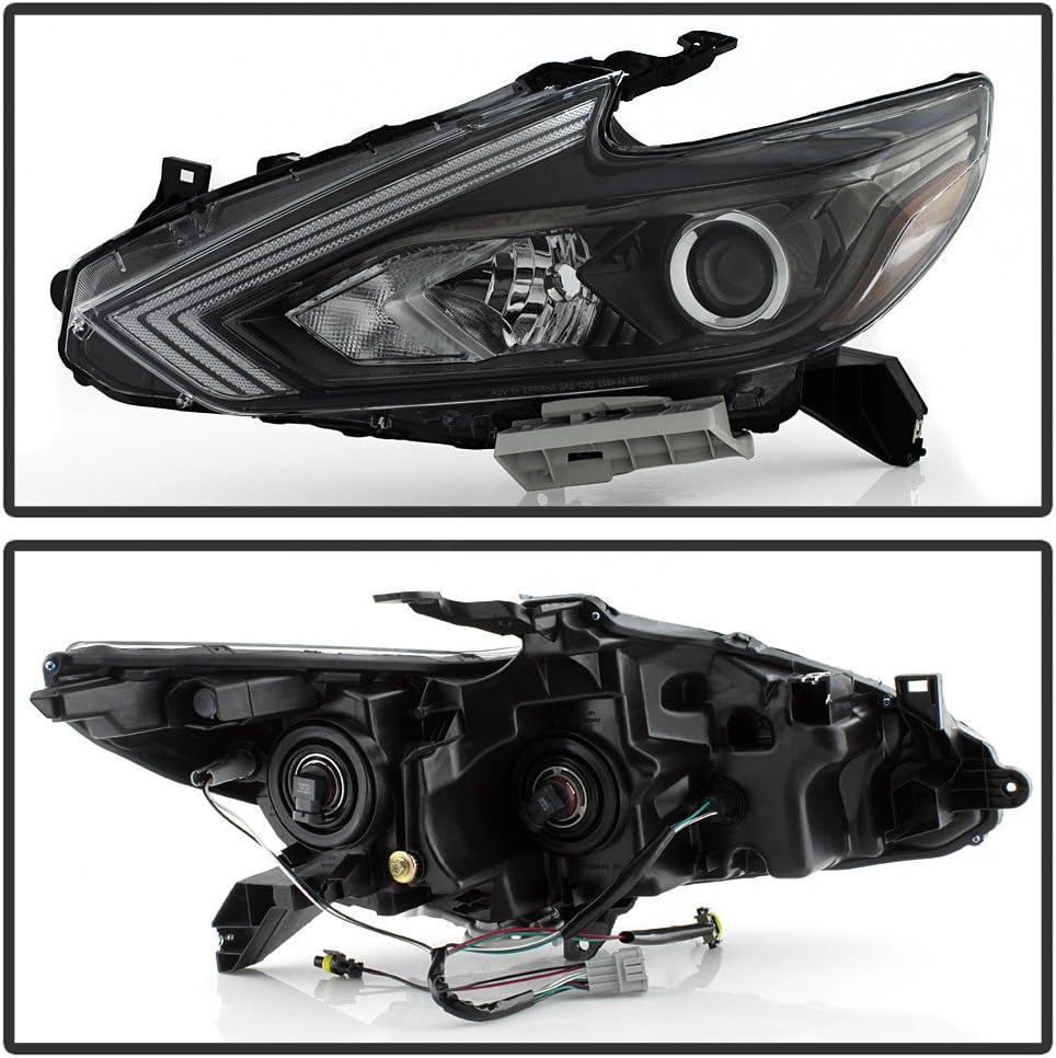 Black Bezel Halogen Headlamps for 2016-2018 Nissan Altima Headlights Driver Passenger Side W957234