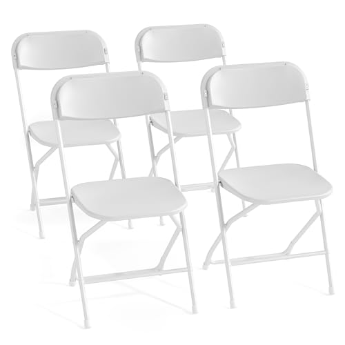Black Plastic Folding Chairs with Steel Frame, 10 Pack Q7083