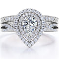 1.75 Carat Almond Shape Moissanite Crossover Wedding Set V40076