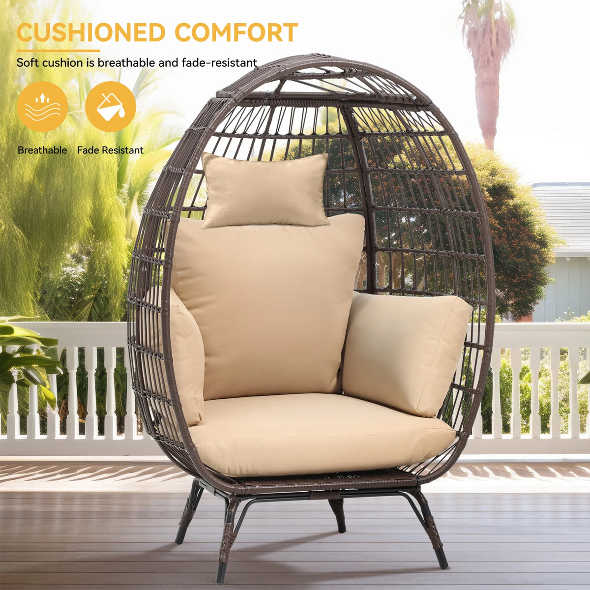 Egg Chair with Cushion Wicker PE Rattan Chair X148
