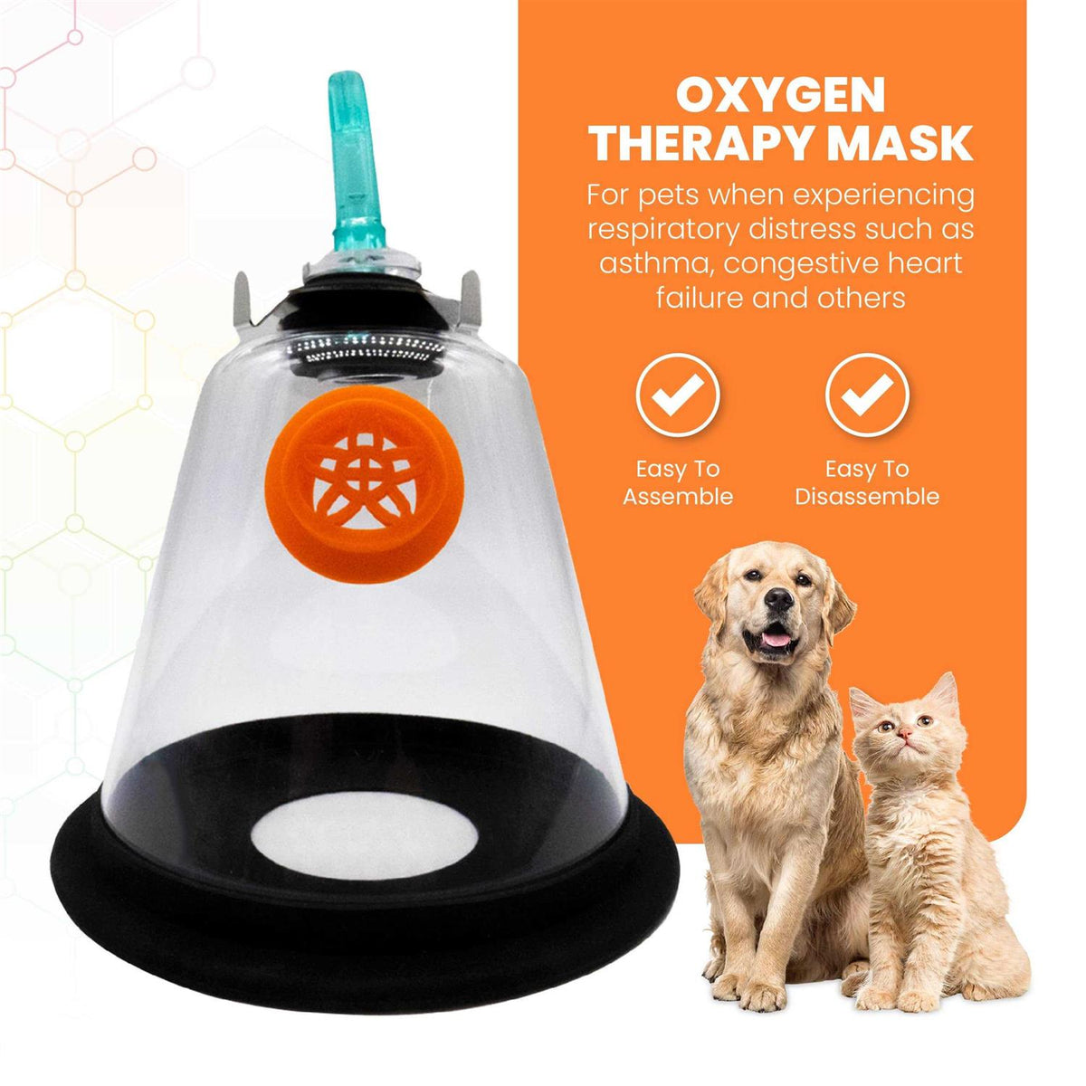 Medical Pet Oxygen Mask for Dogs And Cats With 6 Feet Tubing And Silicone Strap J934167