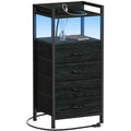 White Fabric Vertical Dresser with Charging Station Y911