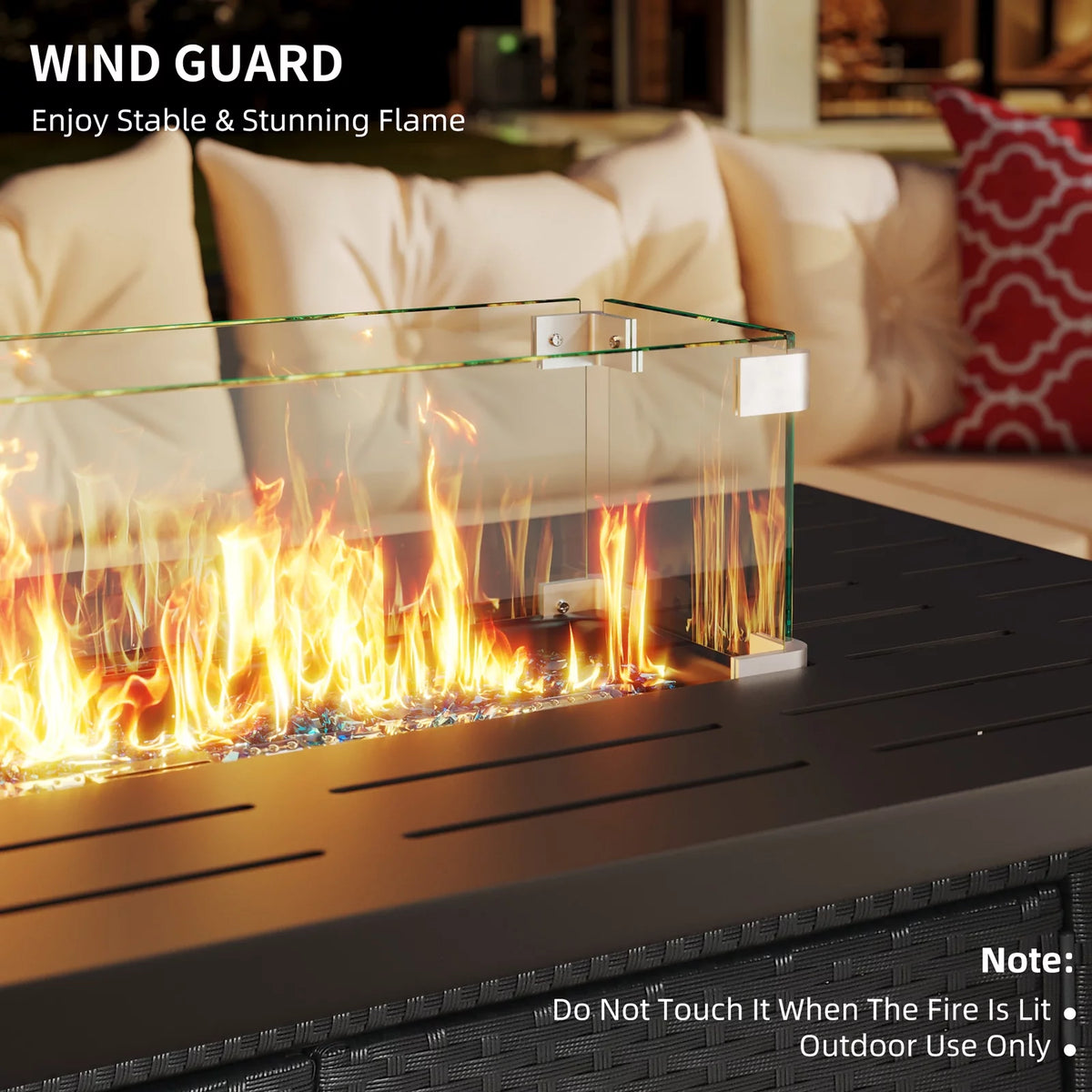 43'' Propane Fire Pit Table 60,000 BTU Wicker Rattan Base R392