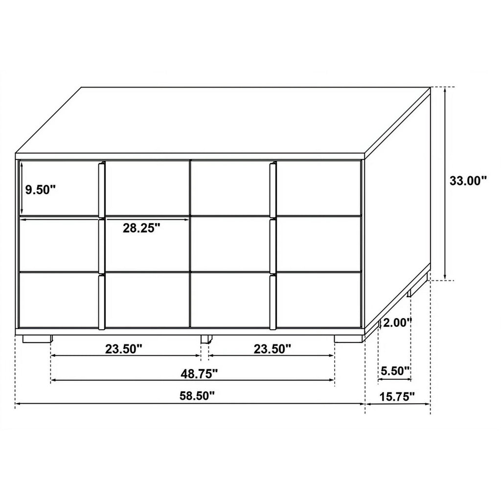 4-piece Contemporary Wood Full Bedroom Set White and Gold W127248