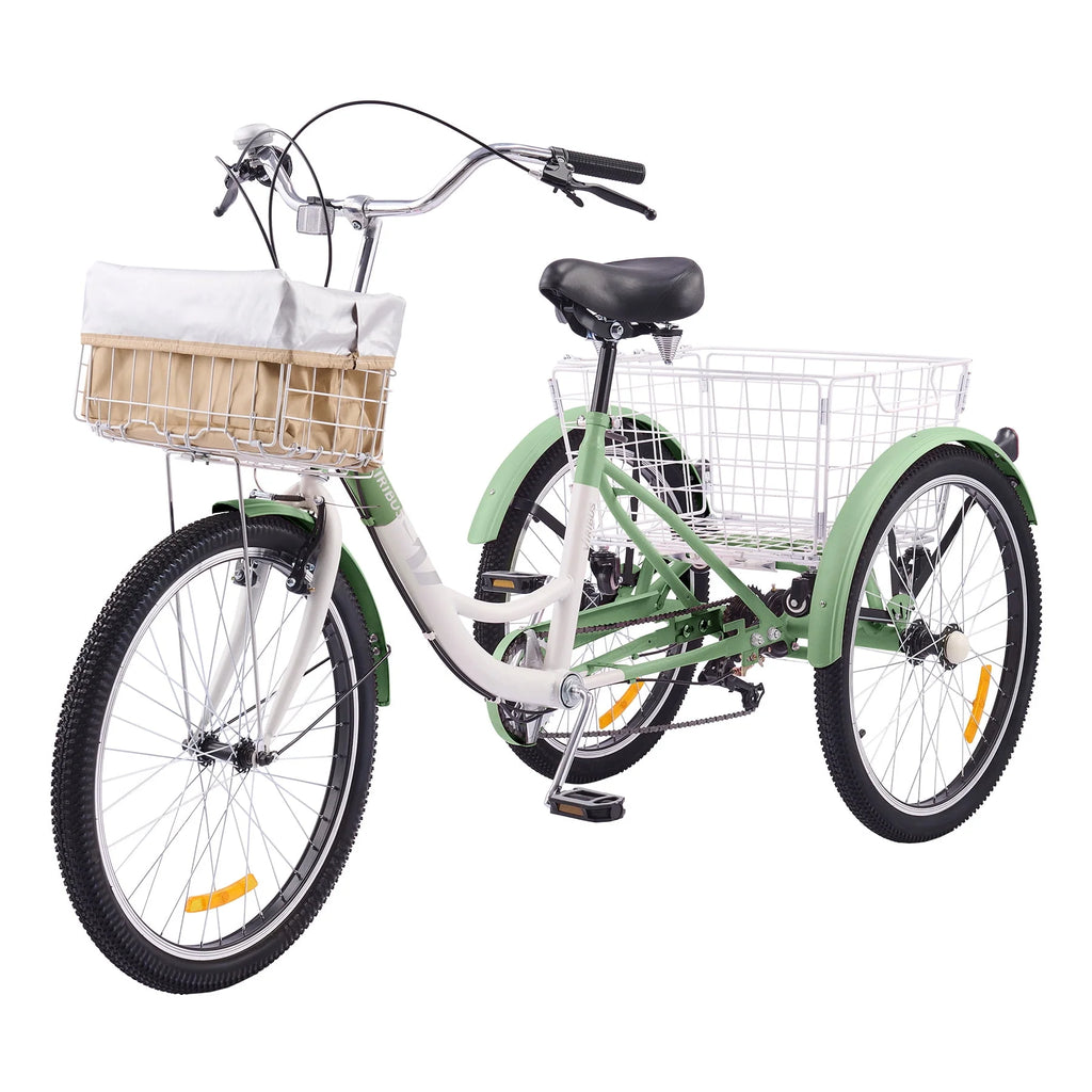 24 Inch 7 Speed Adult Trike with 2 Baskets Matte Gray J388739