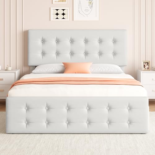 Black Queen Size Faux Leather Upholstered Platform Bed Frame with 4 Storage Drawers and Headboard I191931