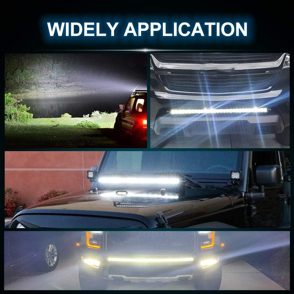 20 inch Single Row LED Light Bar Spot Flood Combo Beam 12V 24V Off Road Work Light Pack of 2 V1467