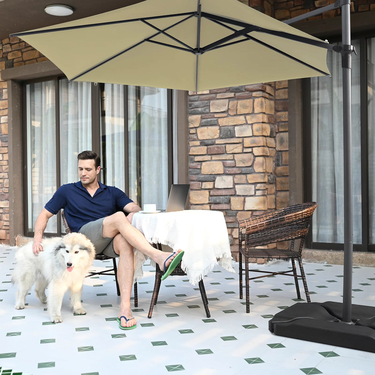 10ft Beige Outdoor Patio Umbrella T61779